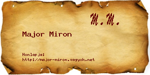 Major Miron névjegykártya